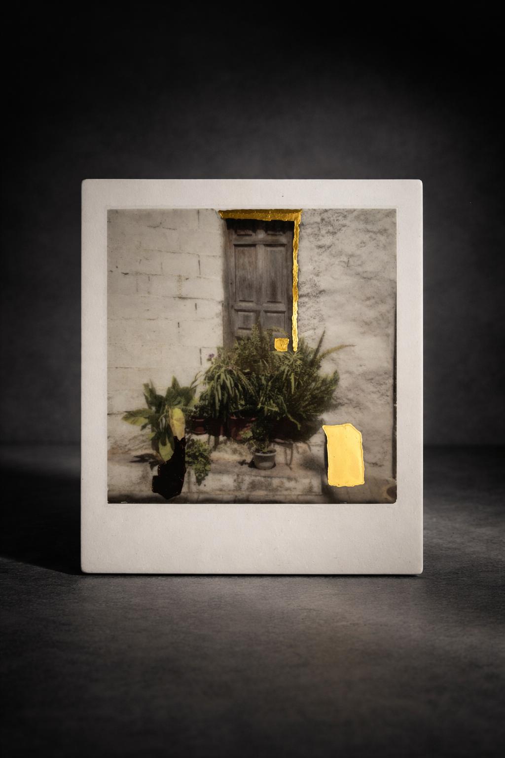 Nadia Hillier "Capileira #2" Incised Photographic Ceramic Decal on Porcelain with Real Gold Application | Contemporary Art by Nadia Hillier`