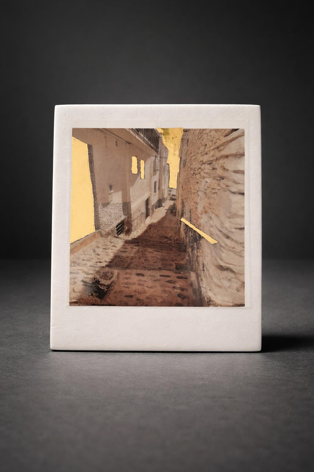 Nadia Hillier "Capileira #1" Incised Photographic Ceramic Decal on Porcelain with Real Gold Application | Contemporary Art by Nadia Hillier`