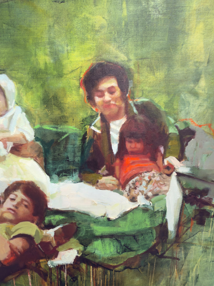 Painting of a woman with children in a natural setting