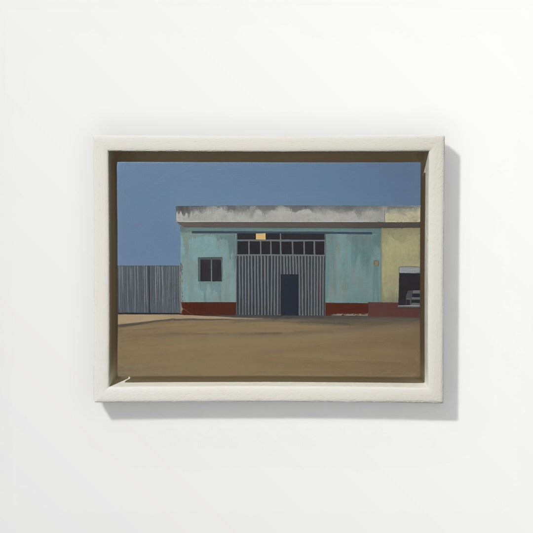 Bar Room," an original gouache painting on primed board by artist Jack Candy-Kemp, framed in an off-white tray frame