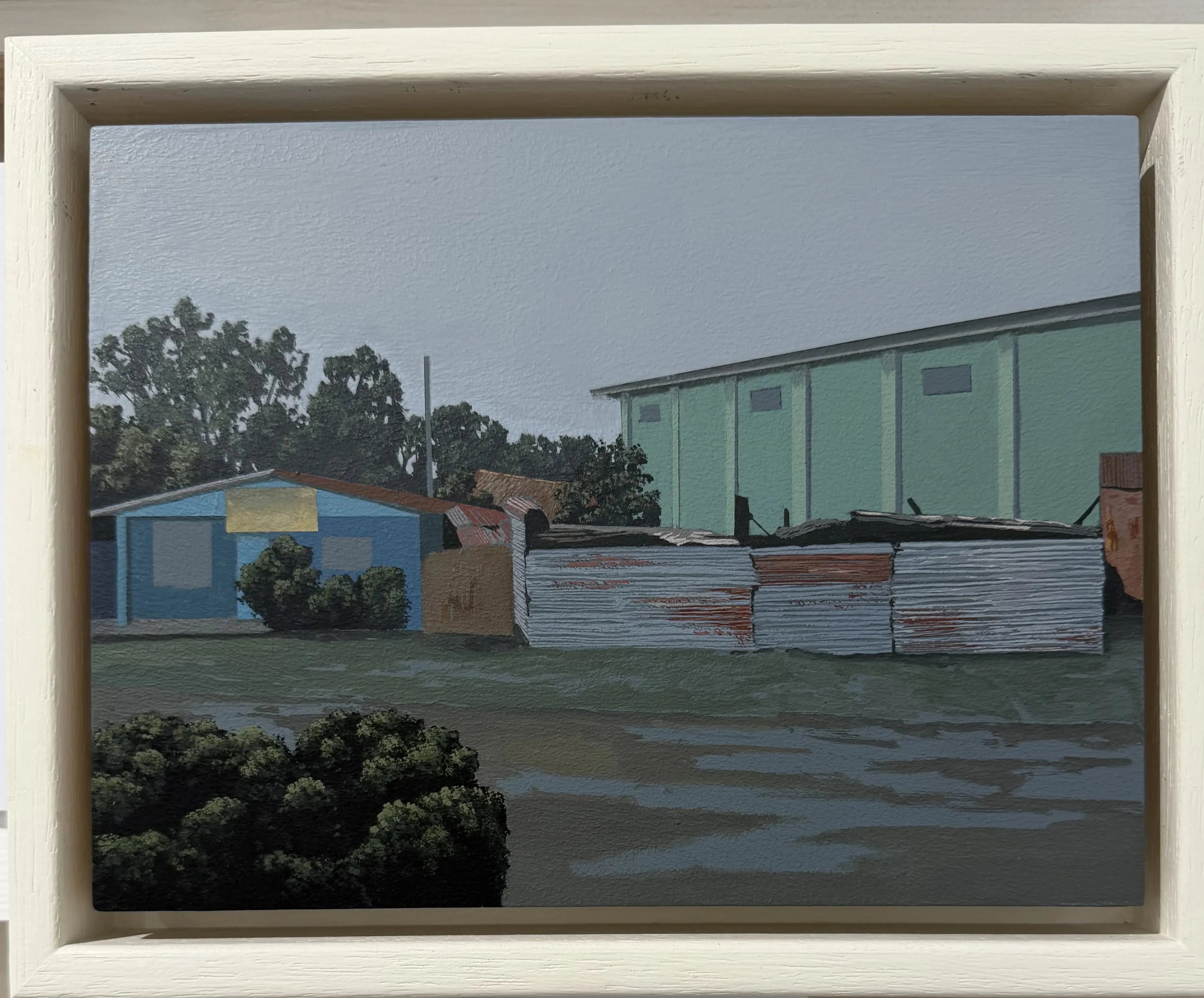 Jack Candy-Kemp Blue House in a white wood floater frame