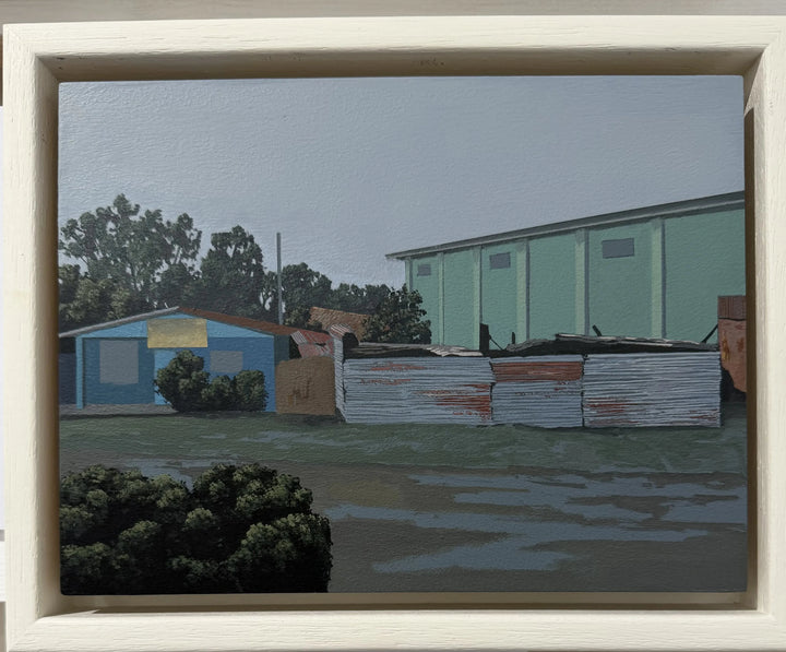 Jack Candy-Kemp Blue House in a white wood floater frame