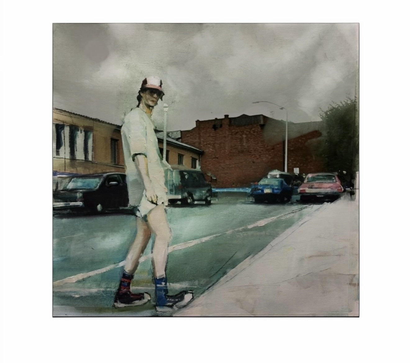 Mar Herrera It Burns urban cinematic oil painting for collectors.